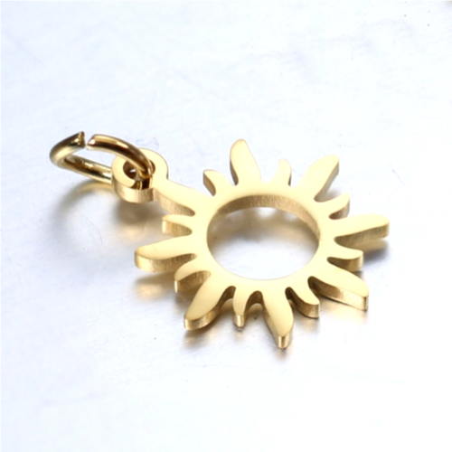 Ps11832195 pax 1 pendentif - soleil avec anneau- 12 mm - doré en acier inoxydable 304 - pour bijoux raffinés