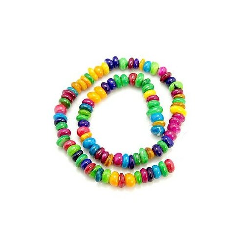 H11d0048 1 fil de 83 perles nacre teintées différentes tailles coloris multicolores