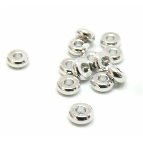 Bu160420083407 pax 20 perles intercalaires, rondelles 4 par 1,5mm, laiton couleur argent platine