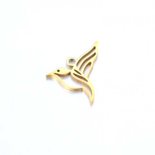 Ps11833235 pax 1 pendentif - oiseau colibri 15mm - doré en acier inoxydable 304 - pour bijoux raffinés