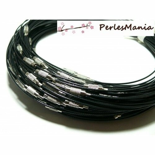 Ps1166115 pax 5 colliers tours de cou rigides cable fermoirs à vis 1mm noir