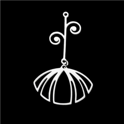 Ps11760841 pax 1 pendentif fleur sur tige 49 mm, acier inoxydable finition argent platine