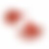 Ae115676 lot de 2 estampes - pendentif filigrane forme ginkgo biloba 24 par 40mm - laiton coloris rouge