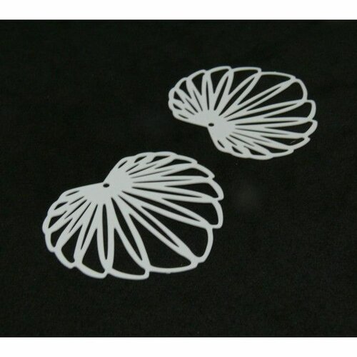 Ae117110 lot de 2 estampes - pendentif filigrane feuille de lotus 35 par 32mm - laiton coloris blanc