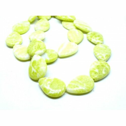 Lot de 2 pendentifs jade citron forme goutte 25 mm