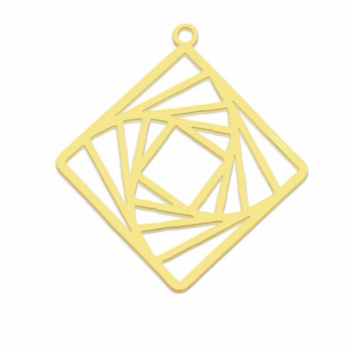 Ps11846834 pax 1 pendentif forme géométrique 30 mm, acier inoxydable finition doré
