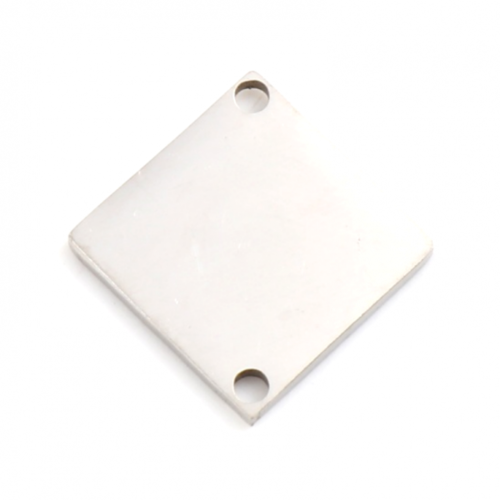 Ps11765785 pax 2 pendentifs losange 16 mm, acier inoxydable finition argenté