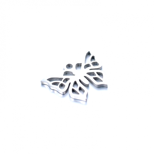 Ps11842655 pax 1 pendentif papillon 14 mm, acier inoxydable finition argenté