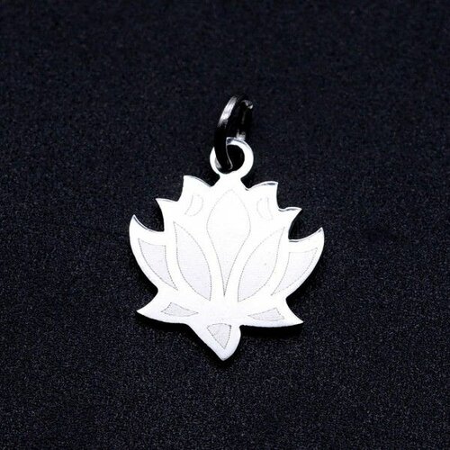 Bu11220420165132 pax 2 breloques -yoga fleur de lotus - 17 mm - argenté en acier inoxydable 201 - placage ionique