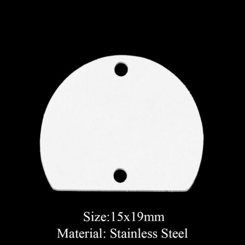 Bu11220402111920 ref 25 pax 2 connecteurs -géométrique - 19mm - argenté en acier inoxydable - placage ionique