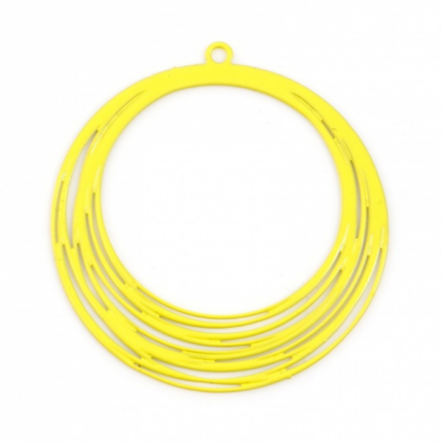 Ps11846236 pax 4 pendentifs filigrane, cercle 30 mm coloris jaune
