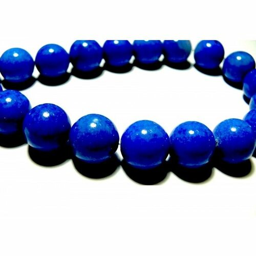 Pxs08 lot d'environ 20 cm de perles rondes de jade teintée 8mm bleu electrique