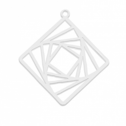 Ps11846833 pax 1 pendentif forme géométrique 30 mm, acier inoxydable finition argent platine