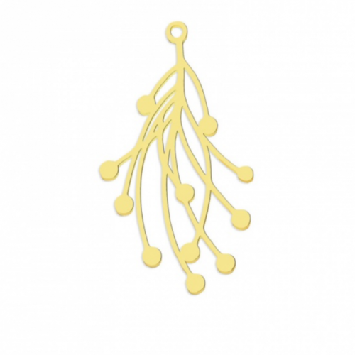 Ps11846828 pax 1 pendentif branche 36 mm, acier inoxydable finition doré