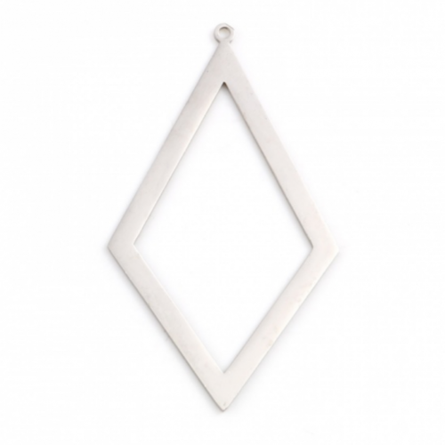 Ps11765779 pax 2 pendentifs losange 55 mm, acier inoxydable finition argenté