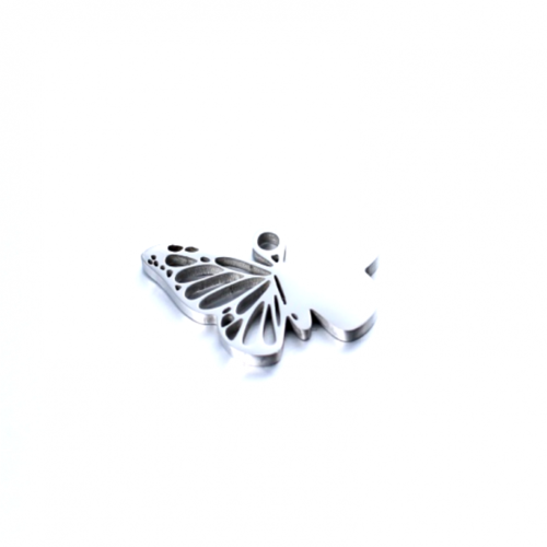 Ps11843155 pax 1 pendentif, breloque - papillon- 12 mm - argenté en acier inoxydable 304 - pour bijoux raffinés
