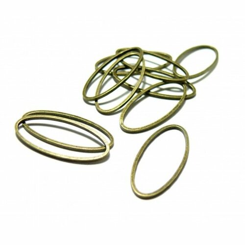 Ps1161690 pax 25 pendentifs anneau connecteur fermé ovale cuivre finition bronze 25 par 11mm