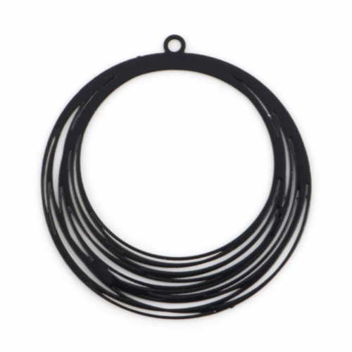 Ps11846232 pax 4 pendentifs filigrane, cercle 30 mm coloris noir