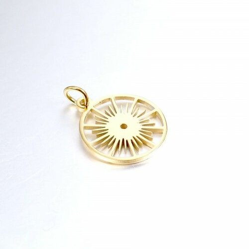 Bu11211102133057bis pax 1 pendentif - soleil dans cercle avec anneau - doré en acier inoxydable 304 - pour bijoux raffinés