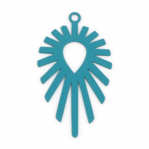 Ps11846243 pax 10 estampes - pendentifs filigrane goutte géométrique 30 par 17mm - coloris  bleu pétrole