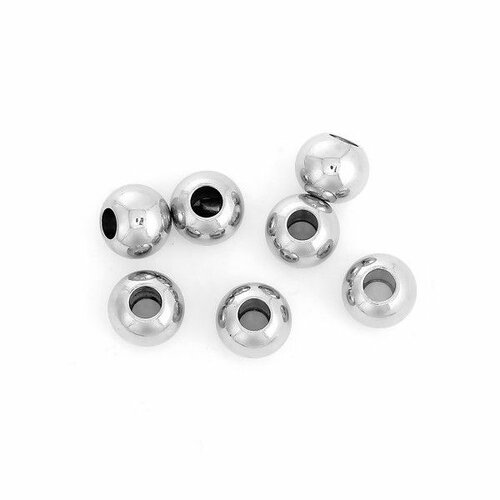 Ps110084306 pax 5 perles intercalaires rondes 8 mm en acier inoxydable pour bijoux
