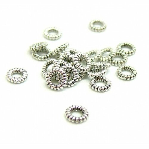 Ps110229113 pax 200 perles intercalaires rondelles à stries 4 par 1mm métal couleur argent platine