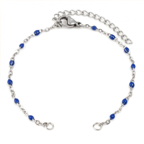 Ps11855626 pax 1 bracelet - maille avec émaille bleu 16mm - en acier inoxydable 304 - coloris argent platine