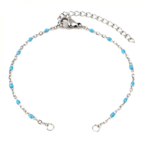 Ps11855622 pax 1 bracelet - maille avec émaille bleu clair 16mm - en acier inoxydable 304 - coloris argent platine