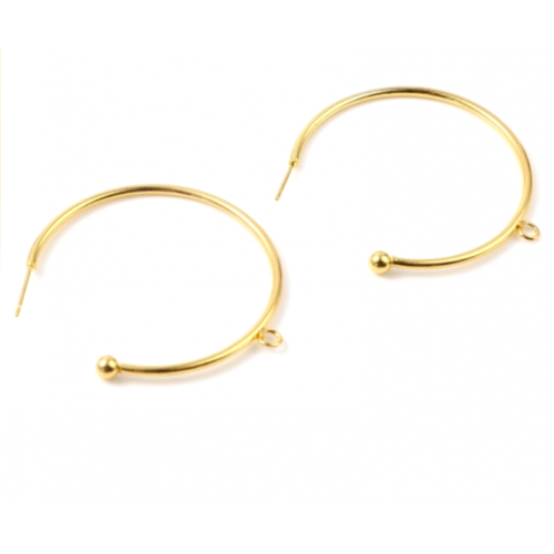 Ps11730583 pax 4 boucles d'oreille créoles bille avec anneau 45mm métal finition doré