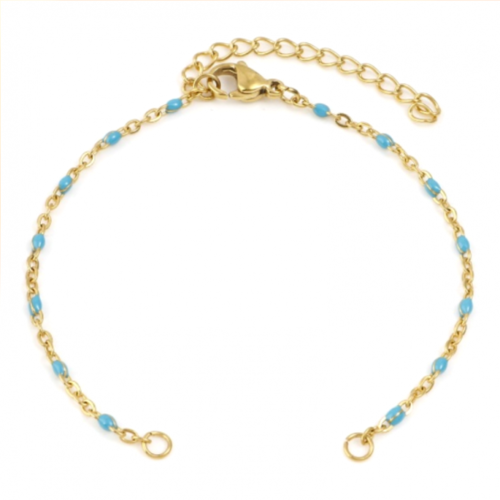 Ps11855615 pax 1 bracelet - maille avec émaille bleu turquoise 16mm - en acier inoxydable 304 -finition doré