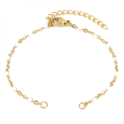 Ps11855613 pax 1 bracelet - maille avec émaille blanc 16mm - en acier inoxydable 304 -finition doré