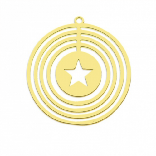 Ps11846816 pax 1 pendentif, étoile dans cercle 30mm en acier inoxydable finition doré pour bijoux raffinés