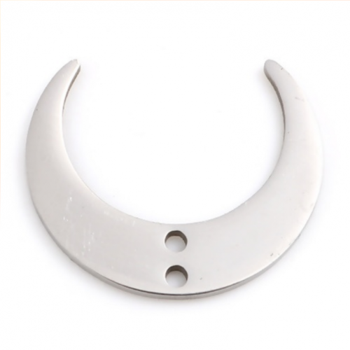 Ps11765773 pax 2 pendentifs, connecteurs corne de buffle, lune 30mm en acier inoxydable finition argenté pour bijoux raffinés