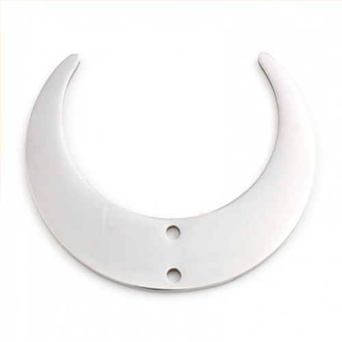 Ps11765774 pax 2 pendentifs, connecteurs corne de buffle, lune 20mm en acier inoxydable finition argenté pour bijoux raffinés