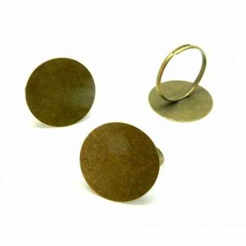Bn114782 pax 10 supports bague plateau lisse 20mm avec anneau fin laiton couleur bronze