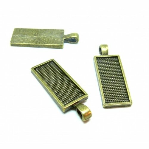 Ps110095657 pax 4 supports de pendentif rectangle 25 par 10 mm métal coloris bronze qualité extra.
