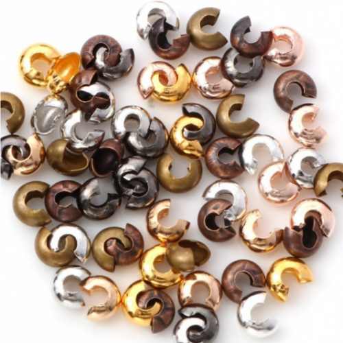 Ps11859314 pax 100 caches perles à écraser 4mm métal finition multicolores