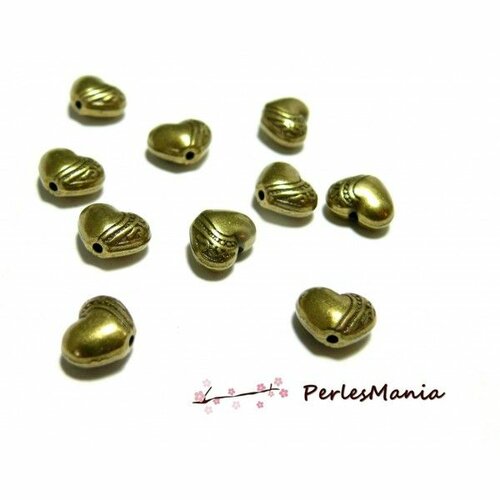 Ref 2y1406 pax 20 perles intercalaire cœur métal finition bronze