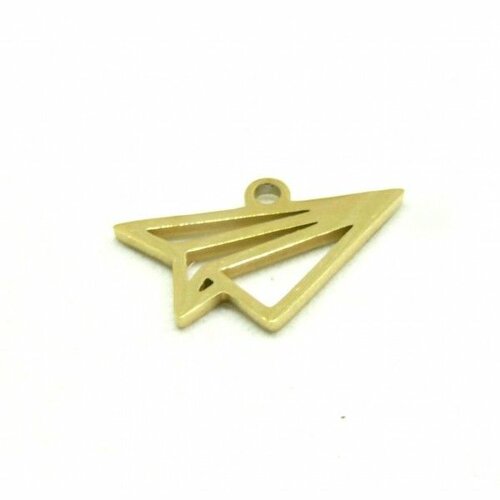 Ps11855660 pax 1 pendentif - avion origami 16 mm - finition doré en acier inoxydable 304- pour bijoux raffinés
