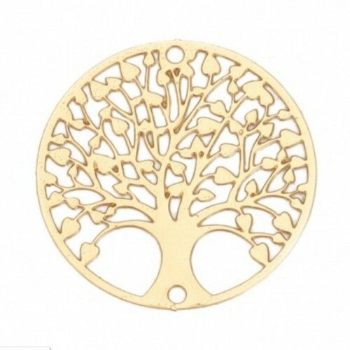 Ps110131890 pax 4 estampes - connecteurs - arbre dans cercle - 20 mm - métal coloris doré  pour bijoux raffinés
