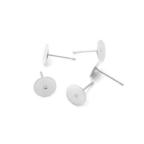 Ps110212385 pax 20 supports de boucle d'oreille puce clou 8mm en acier inoxydable et embouts plastique