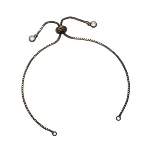 S110228255 pax 1 bracelet réglable, intercalaire 22 cm, cuivre maille paloma, avec zirconium finition gun métal