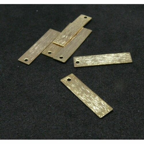 Hkk013902g pax 6 pendentifs rectangle style striée 20 mm en laiton finition doré 24kt pour création de bijoux raffinés