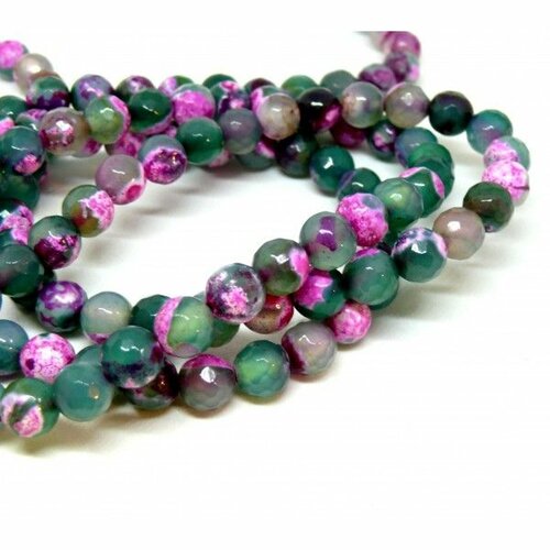 Hk16606f lot d'environ 19 cm perles agate bicolore facettée 6mm coloris 12