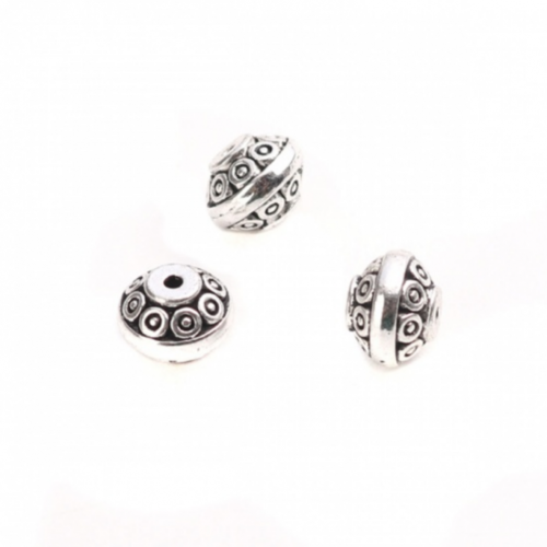 Ps110203841 pax 20 perles intercalaires rondelles ethnique 9 par 6 mm, métal  finition argent antique