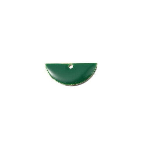 Ps110140796 pax 4 sequins médaillons résine style émaillés biface demi cercle vert foncé 18 par 8mm