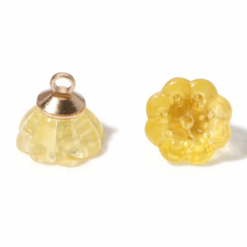 Ps11869629 pax 4 pendentifs fleurs de lotus 3d, yoga 10mm verre et métal doré