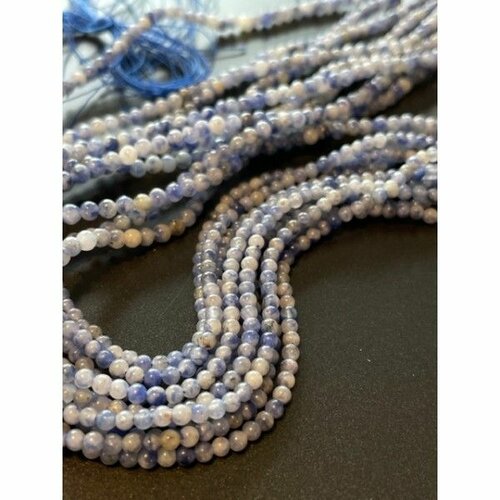 Bu11220428133219 lot d'environ 19 cm ( 1/2 fil ) perles rondes 2 mm pierre bleue et blanche coloris no 23