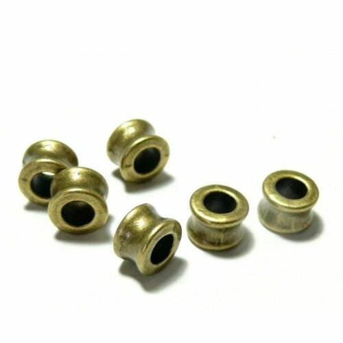 H119214 pax 20 perles intercalaire tambour trou 4.5mm qualité finition bronze
