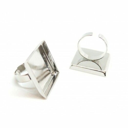 Bn117102 pax 2 supports de bague carré 25mm bord épais qualité extra laiton couleur argent platine rhodié